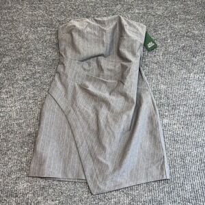 Wild Fable S Gray Pinstripe Strapless Bodycon Mini Dress Ruched NWT Stretch